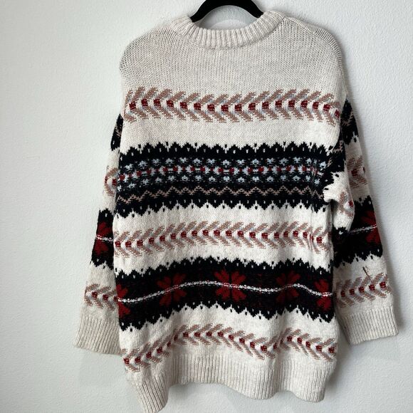 ZARA Apres Ski Oversized Jacquard Knit Snowflake Sweater Size Small - Picture 6 of 9